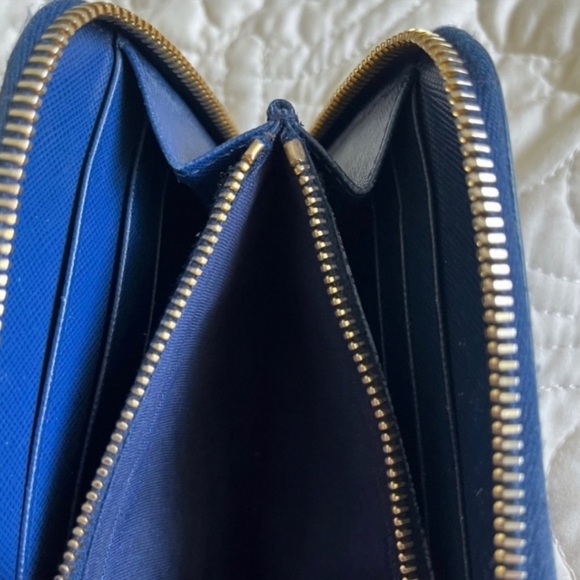 Prada Saffiano Long Zip Around Bluette Wallet EUC! - Picture 12 of 16